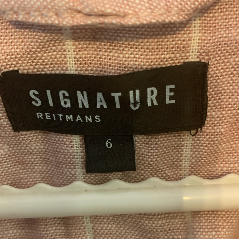 Linen Blend Dusty Rose Pinstripe Oversized Blazer - Picture 3 of 8